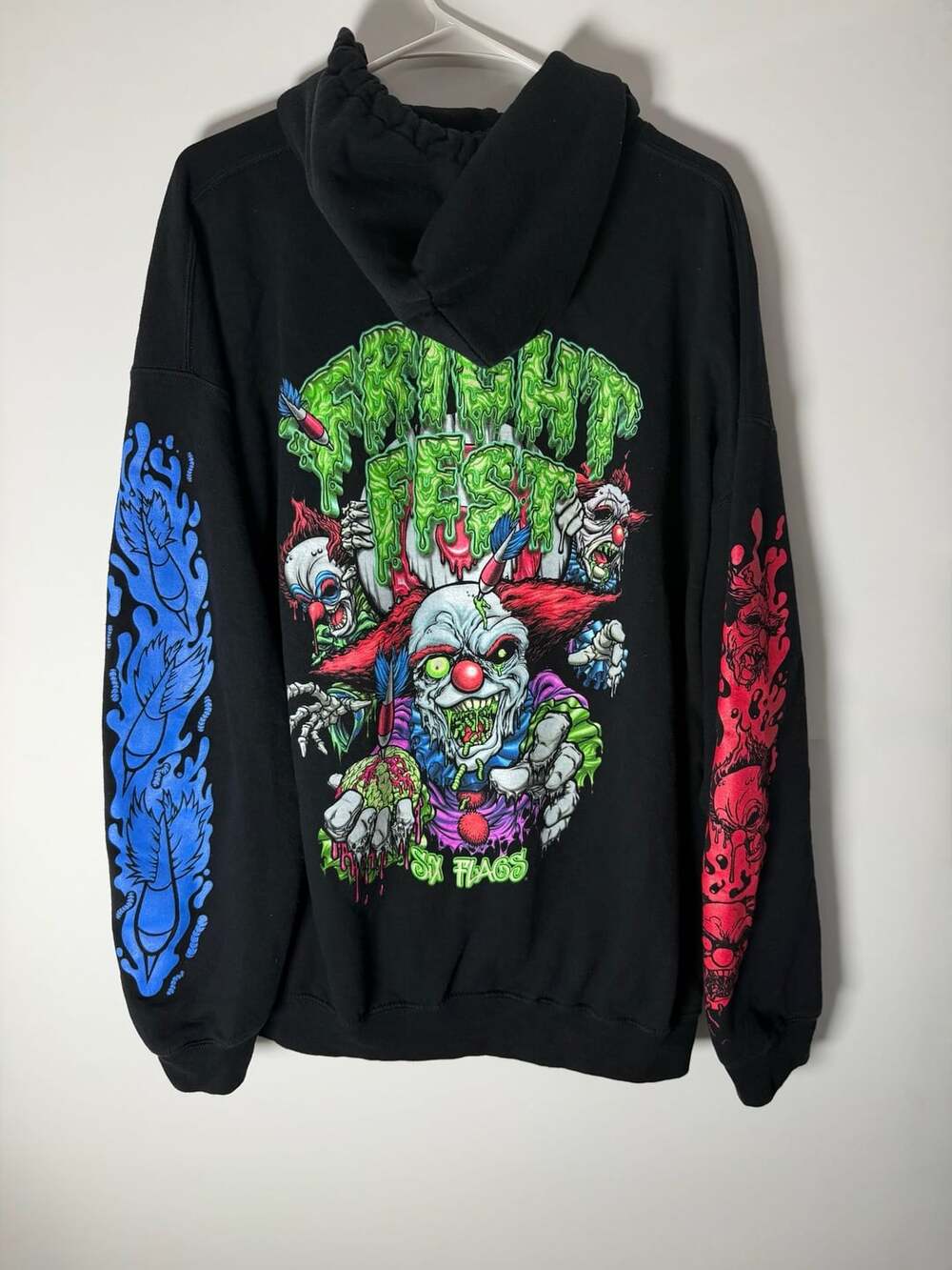 Six Flags Fright Fest Graphic Clown Hoodie 2XL